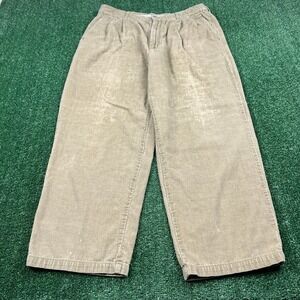 Vintage Perry Ellis Corduroy Khaki Tan Baggy Wide-Leg Pants Men's 33x28" Y2K